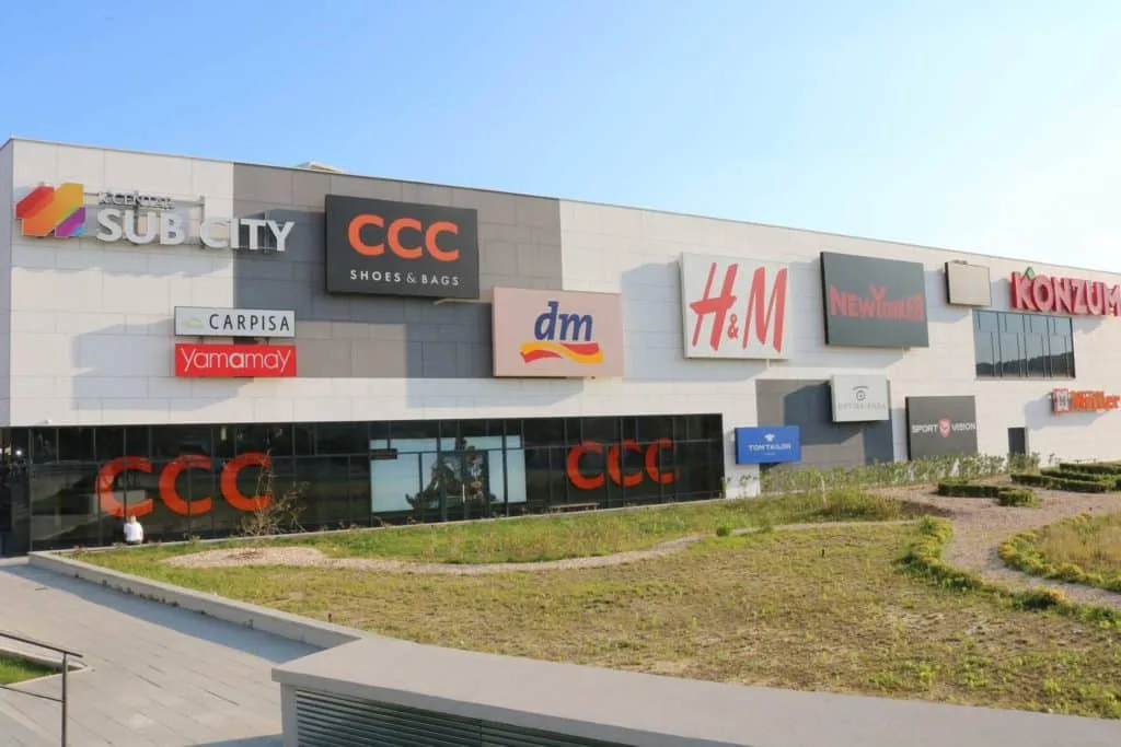 Entrance of Sub City shopping centre in Srebreno, Župa dubrovačka
