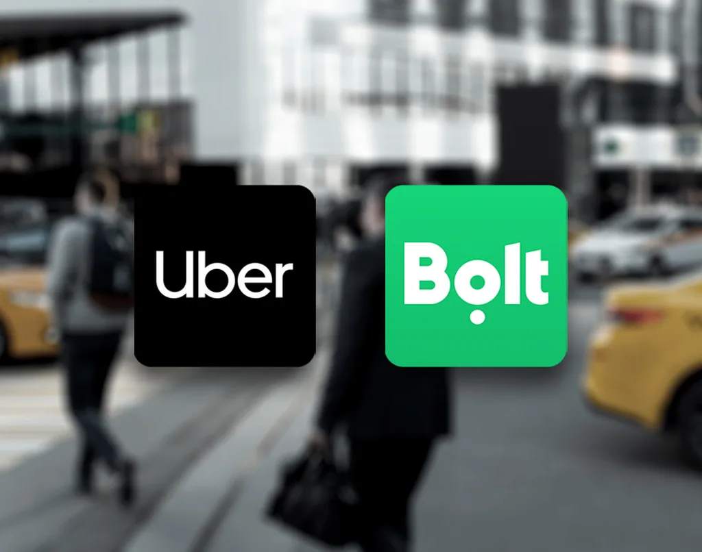Ride-hailing app showing an Uber or Bolt car in the Dubrovnik area