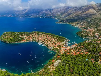 Cavtat harbour and waterfront promenade near Dubrovnik