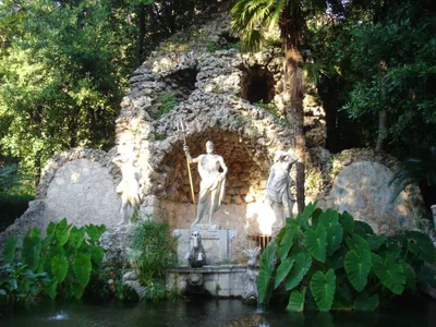 Gardens and Neptune fountain at Trsteno Arboretum