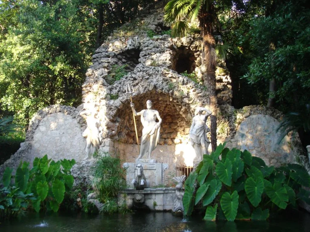 Gardens and Neptune fountain at Trsteno Arboretum